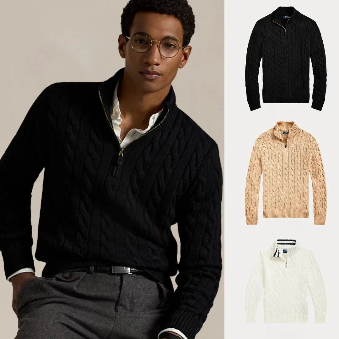 Kaufen Sie 1, erhalten Sie 3 – Winterset Baumwollstrickpullover mit Zopfmuster und Reißverschluss